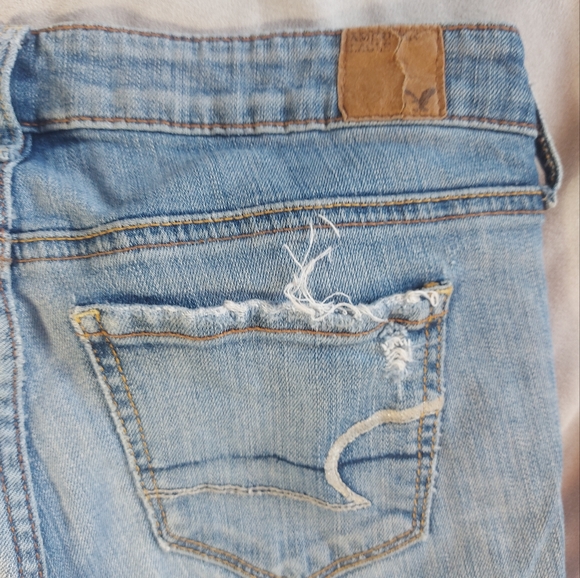 American Eagle Low Rise Skinny Distressed Denim Blue Jeans, 2 - Picture 9 of 9